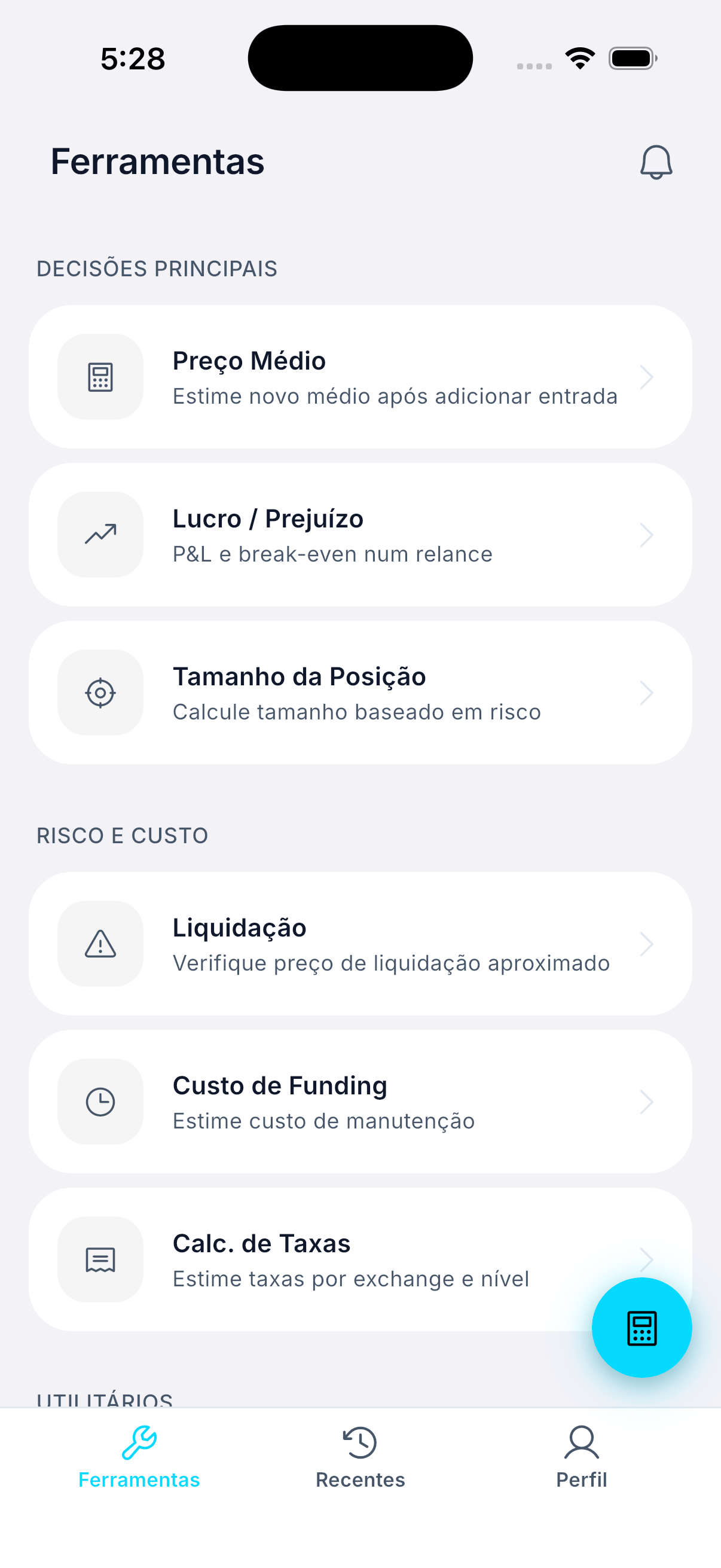Tela inicial mobile do Whale Tools
